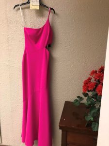 Dress-Beautiful-Hot-Pink-Preparation-Altered-Alteration-Fitted-Tailored-Design-Ready-Customer-Delivery-Single-Strap-Sleeveless