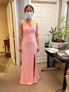 Formal-Pink-Sleeveless-Sequined-Embellishment-Prom-Party-Dress-Gown--Altered-Alteration-Fitted-Tailored-Design-Ready-Customer-Delivery-Final-Fit-Check-Front