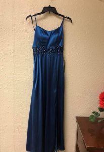 Formal-Sequin-Beaded-Dress-Gown-Sleeveless-Blue-Navy-Altered-Alteration-Fitted-Tailored-Design-Ready-Customer-Delivery-Hung-Hanger
