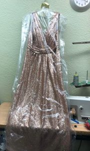 Dress-Gown-Formal-Sequin-Beaded-Long-Clear-Pastic-Cover-Hung-Altered-Alteration-Fitted-Tailored-Design-Ready-Customer-Delivery
