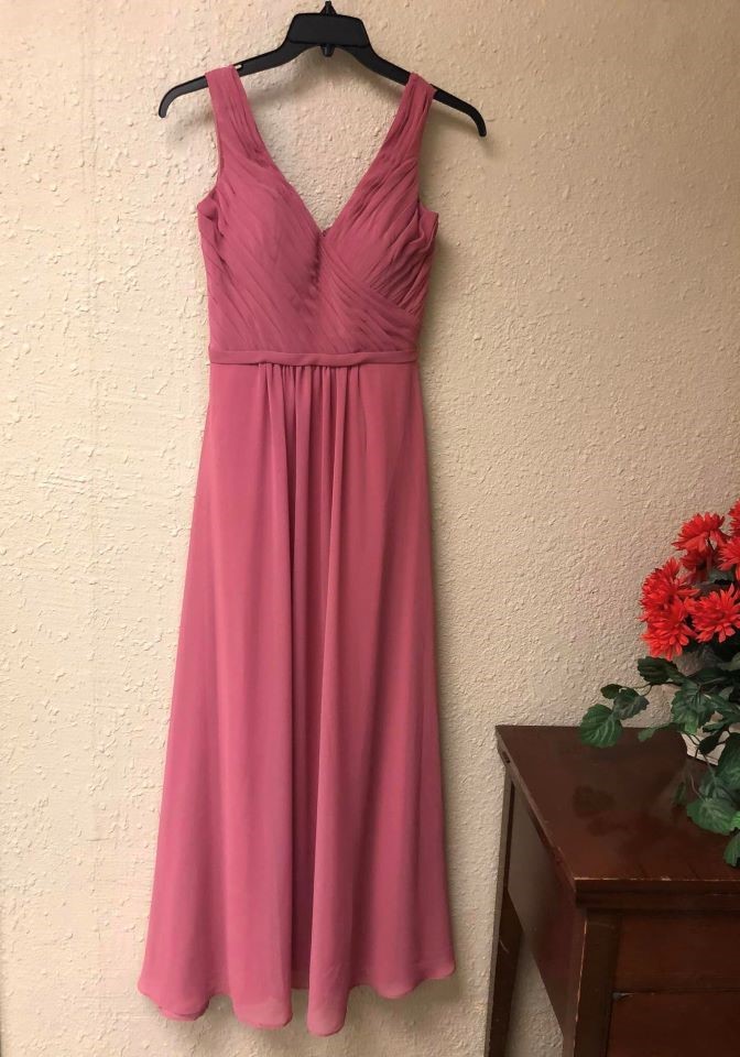 Formal-Gown-Formal-Dress-Pink-Bridesmaid-V-Neck-Strapped-Altered-Alteration-Fitted-Tailored-Design-Ready-Customer-Delivery-Hung-Hanger