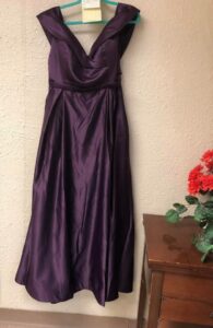 Formal-Dress-Gown-Evening-Night-Event-Bridesmaid-Shinny-Silky-Sleeveless-Royal-Purple-Layered-Bridal-Altered-Alteration-Fitted-Tailored-Design-Ready-Customer-Delivery-Hung-Tagged